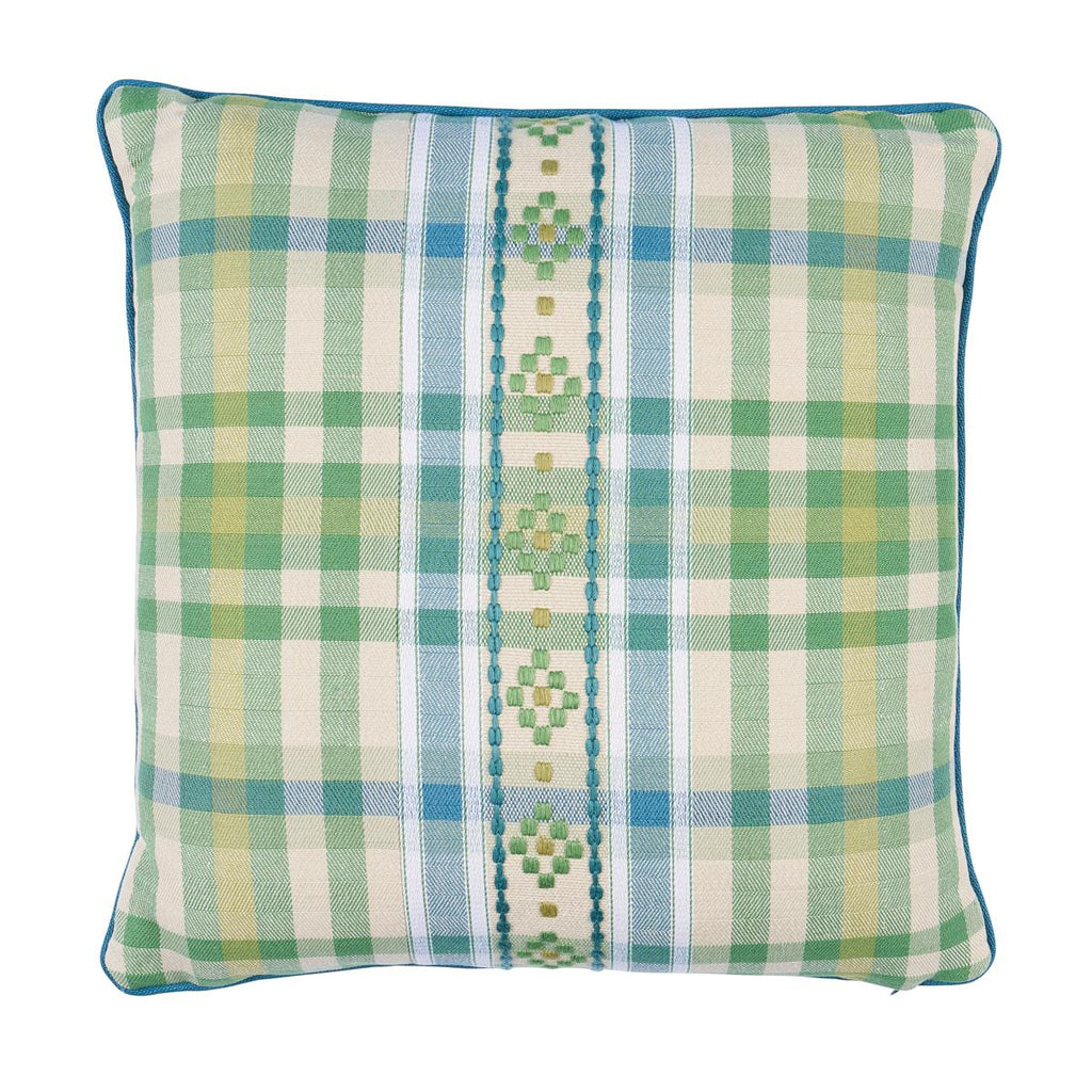 Schumacher Hutton Check Leaf 20" x 20" Pillow