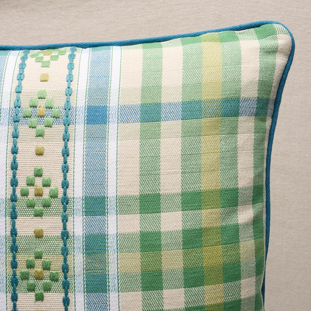 Schumacher Hutton Check Leaf 20" x 20" Pillow