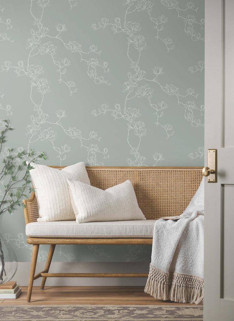 Magnolia Home Magnolia Branches Blue Wallpaper