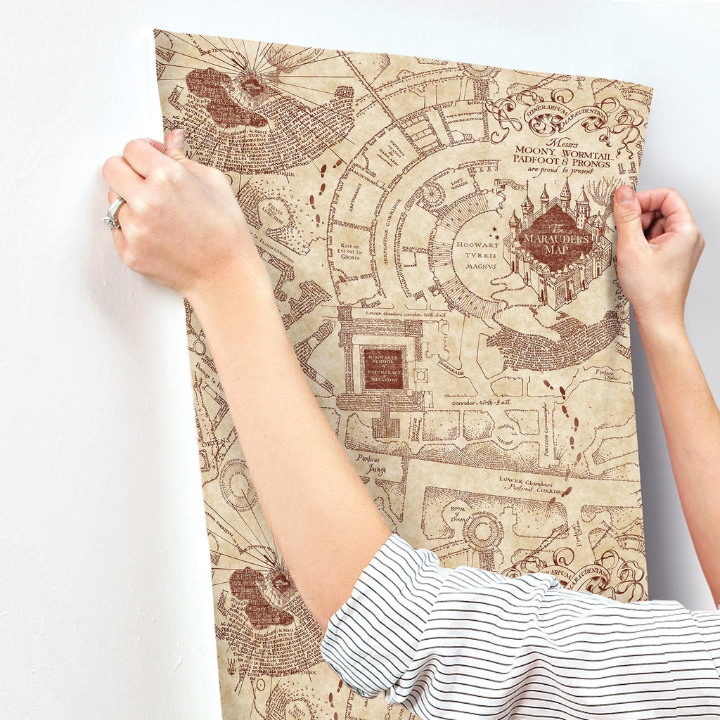 RoomMates Harry Potter Marauder's Map Peel and Stick Neutral Wallpaper