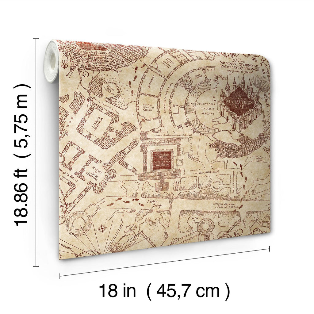 RoomMates Harry Potter Marauder's Map Peel and Stick Neutral Wallpaper