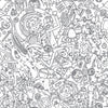 Roommates Rick And Morty Doodle Peel And Stick Grey Wallpaper