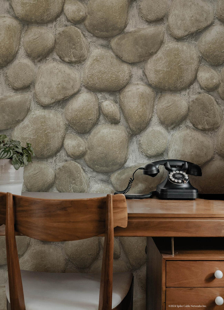 RoomMates Yellowstone Root Rocks Peel and Stick Neutral Wallpaper