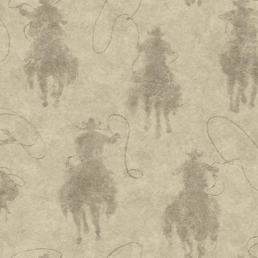 RoomMates Yellowstone Stockman Silhouette Peel and Stick Brown Wallpaper