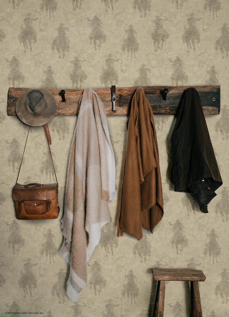 RoomMates Yellowstone Stockman Silhouette Peel and Stick Brown Wallpaper