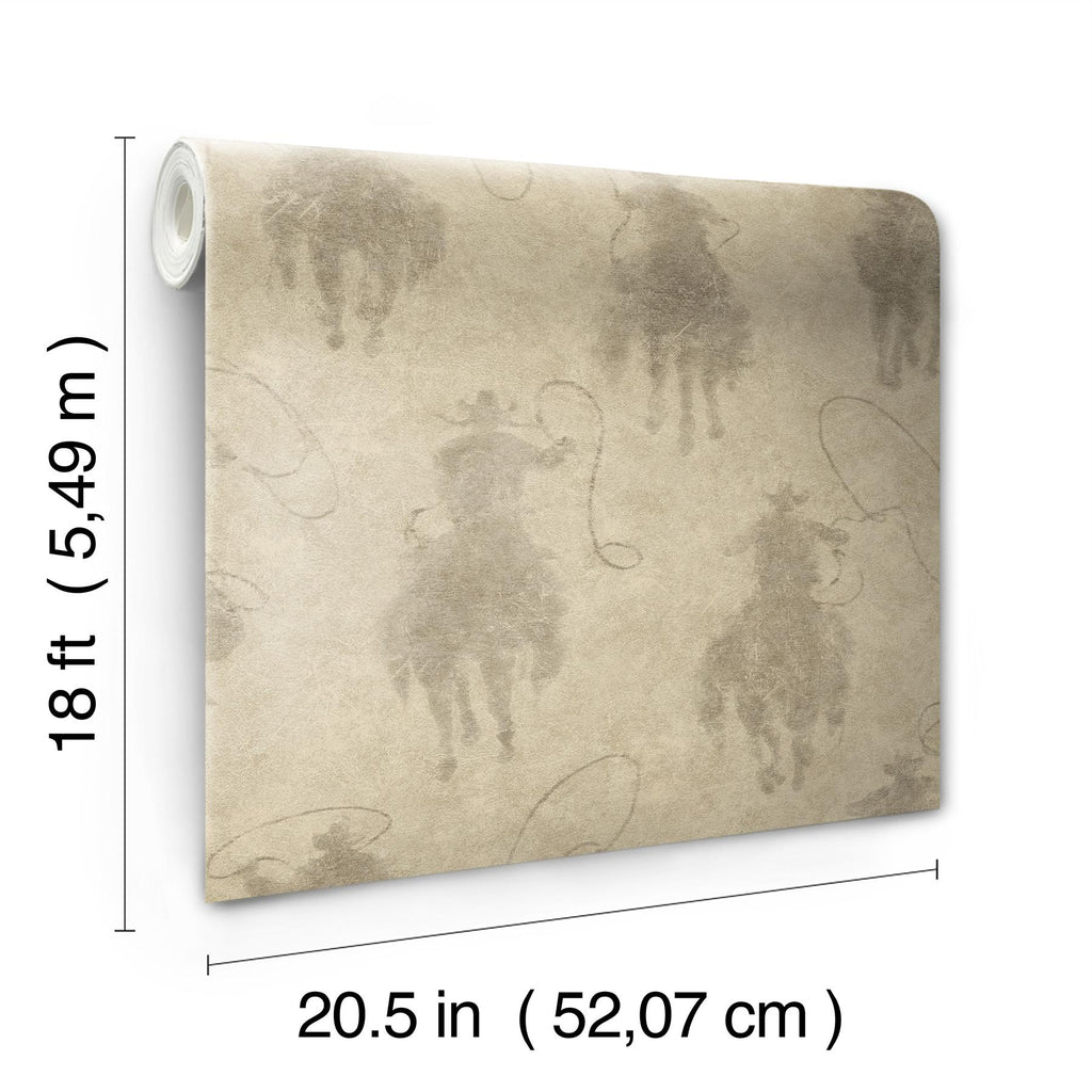 RoomMates Yellowstone Stockman Silhouette Peel and Stick Brown Wallpaper