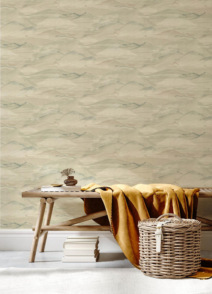 Brewster Home Fashions Bozeman Mountains Moss Wallpaper