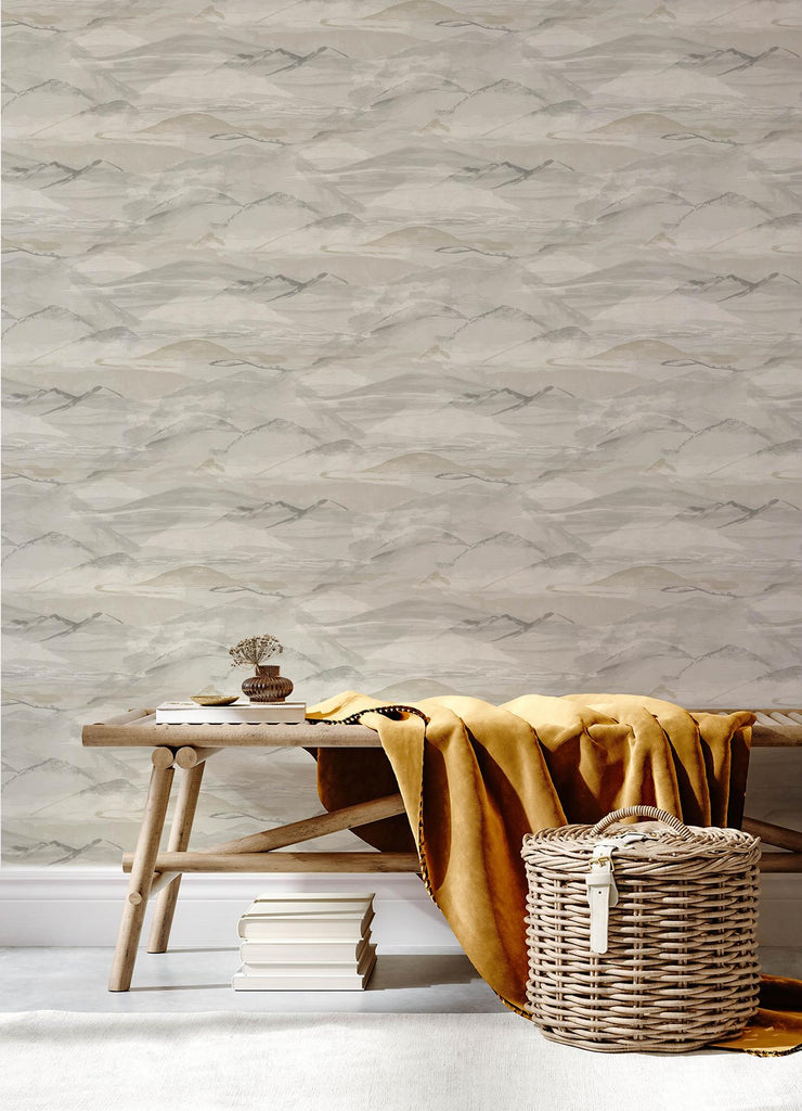 Brewster Home Fashions Bozeman Mountains Grey Wallpaper