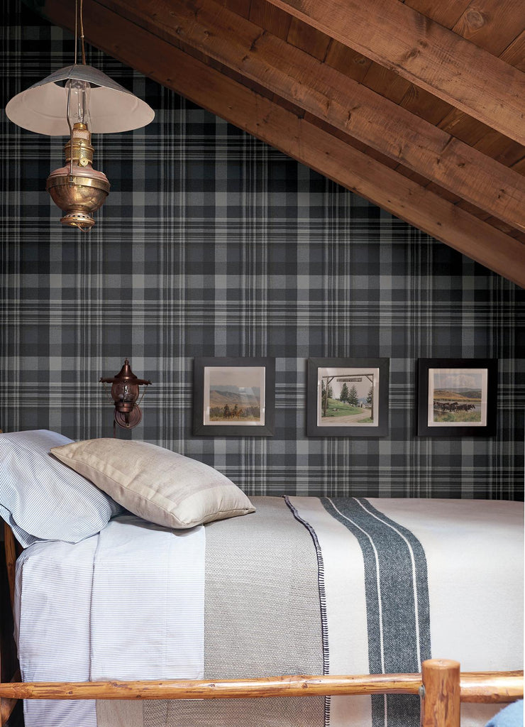 Brewster Home Fashions Dutton Plaid Indigo Wallpaper