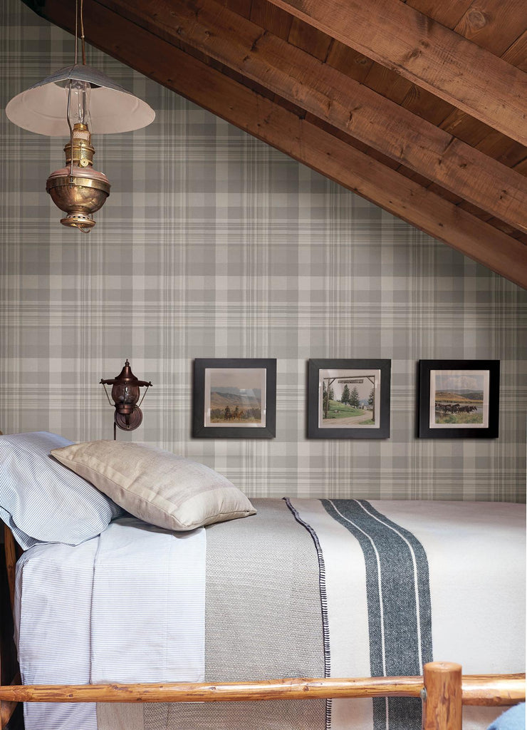 Brewster Home Fashions Dutton Plaid Grey Wallpaper