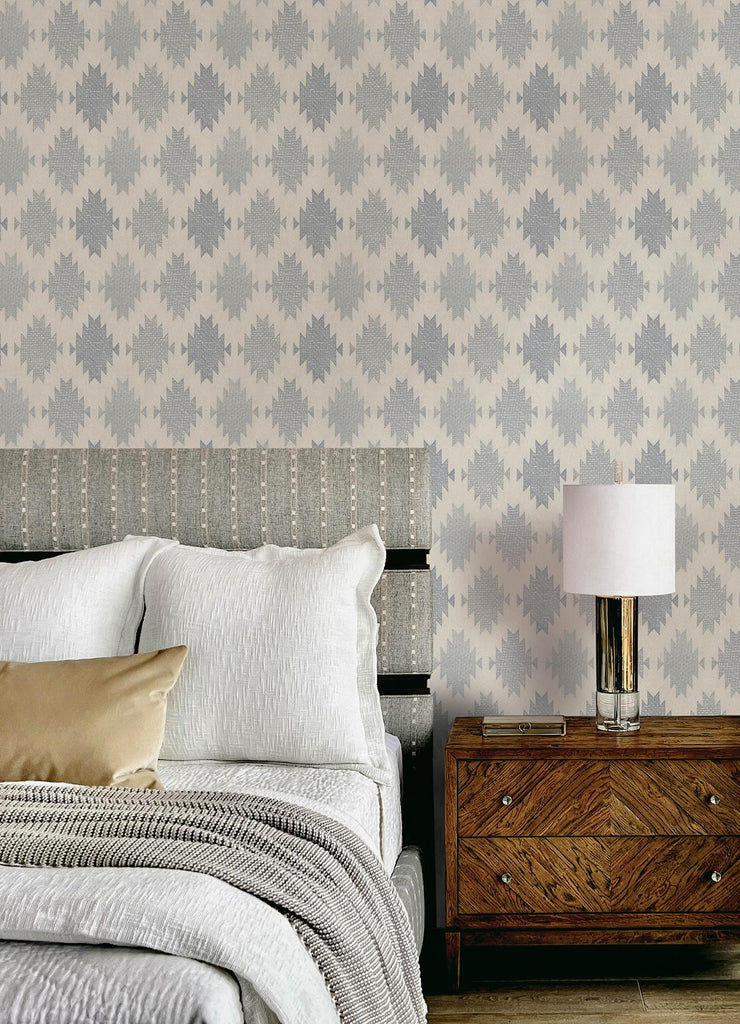 Brewster Home Fashions Stitched Heirloom Indigo Wallpaper