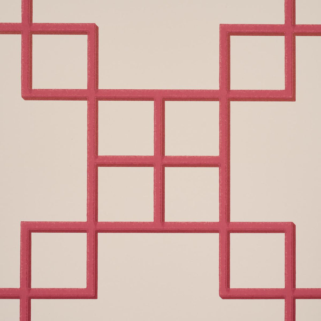 Schumacher Georgette Trellis Red Wallpaper