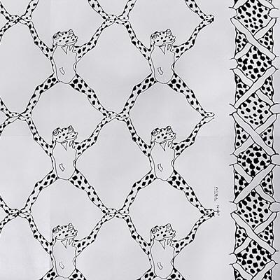 Brunschwig & Fils FROG TREILLAGE ON VINYL BLACK & WHITE Wallpaper