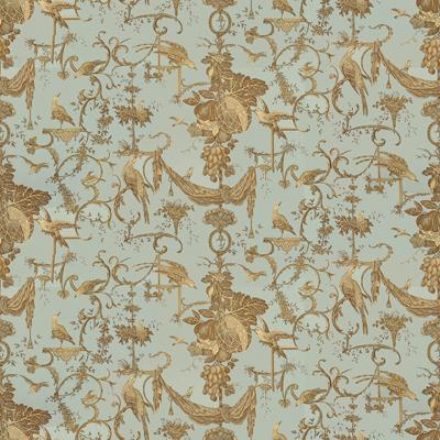 Brunschwig & Fils KININVIE COTTON PRINT - CHICORY ON ROBINS EGG Fabric