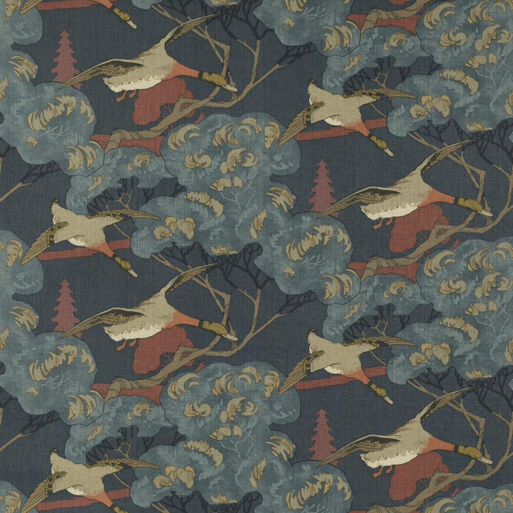 Mulberry FLYING DUCKS RED/BLUE Fabric