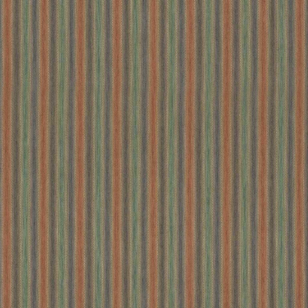 Mulberry SHEPTON STRIPE TEAL/SPICE Upholstery Fabric