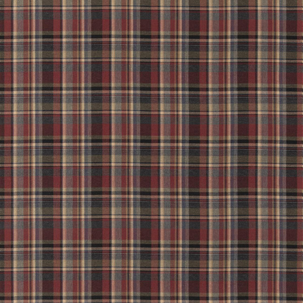 Mulberry LINDISFARNE PLAID CHARCOAL/RED Fabric