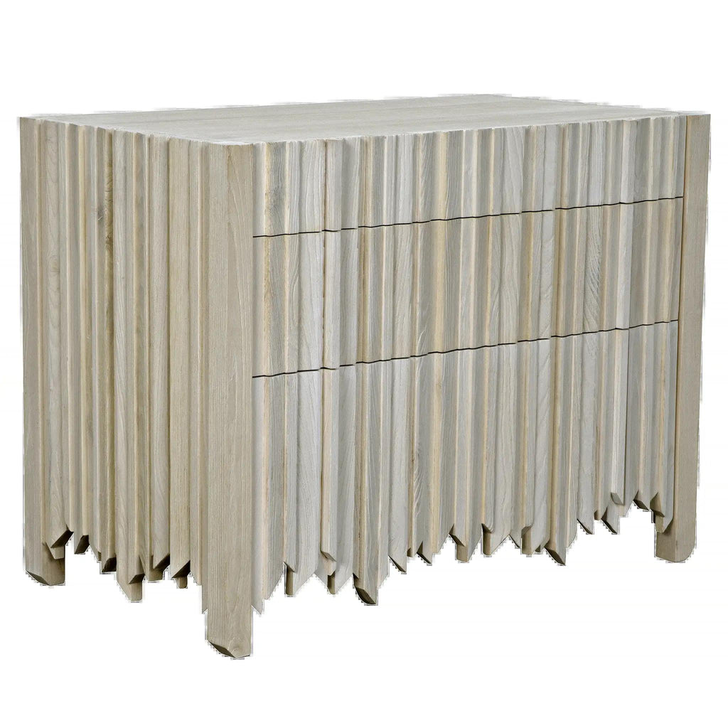 NOIR Desdemona 3 Drawer Chest Bleached Elm