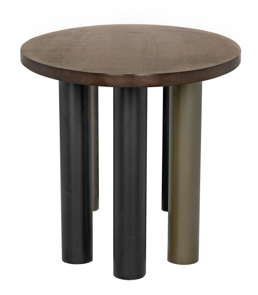 NOIR Journal Oval Dining Table Dark Walnut with Black & Aged Brass Steel Base