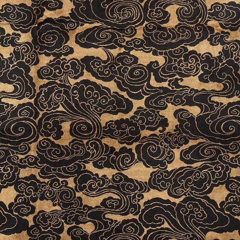 Schumacher Sozan Velvet Gold & Onyx Fabric