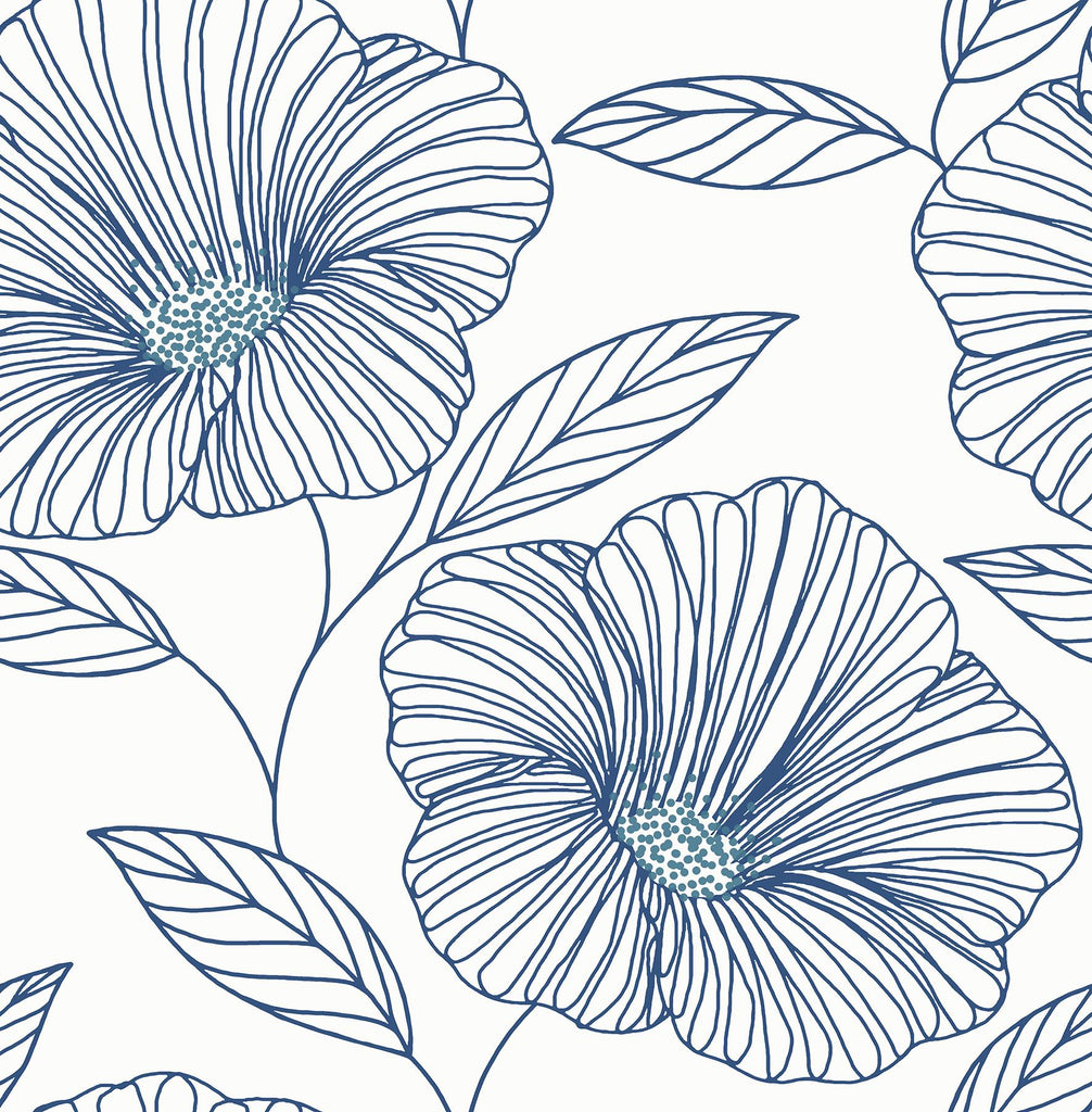 A-Street Prints Daylight Flowers Blue Wallpaper