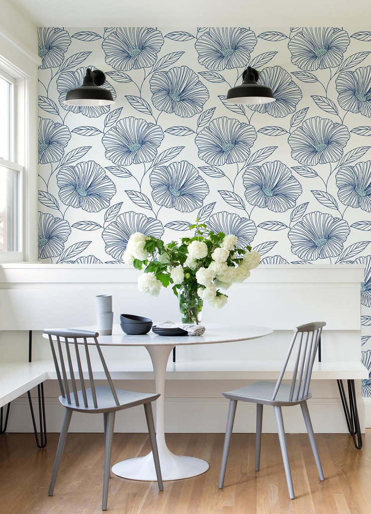 A-Street Prints Daylight Flowers Blue Wallpaper