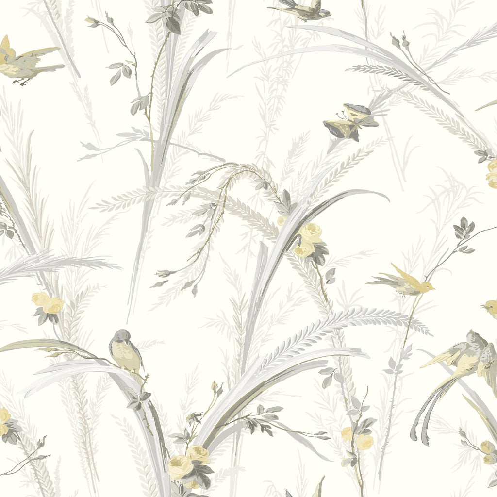 Brewster Home Fashions Chesapeake Kindred Flowers Yellow Wallpaper