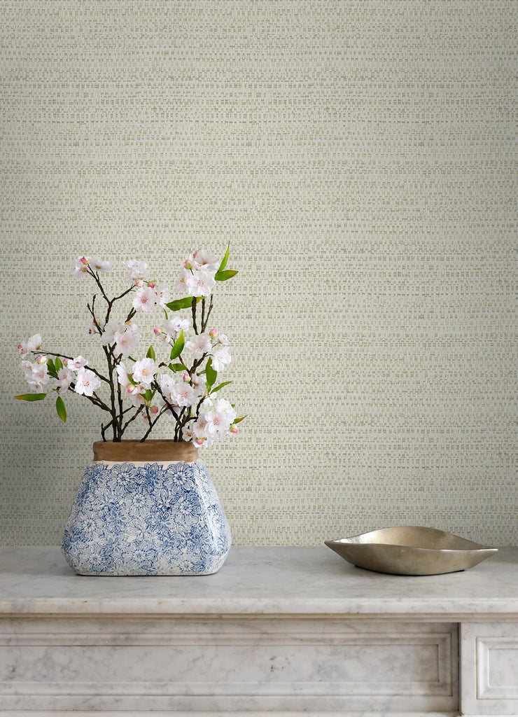 Brewster Home Fashions Chesapeake Delphine Fabric Textures Bone Wallpaper