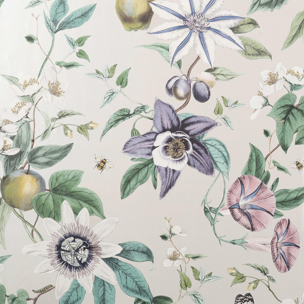 Brewster Home Fashions Advantage Curio Flowers Silver Wallpaper