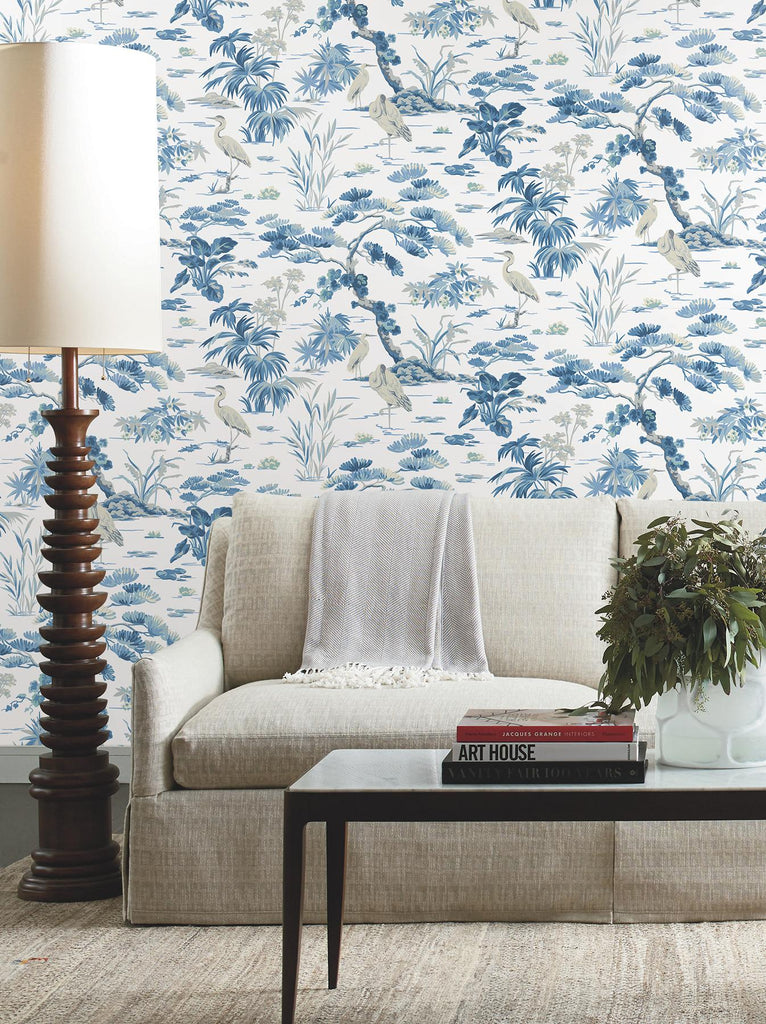 Ronald Redding Designs Bridgewater Blue Wallpaper