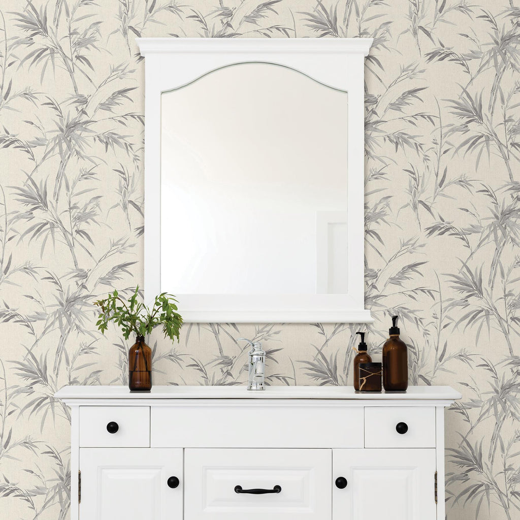 Brewster Home Fashions Advantage Bali Botanical Silver Wallpaper