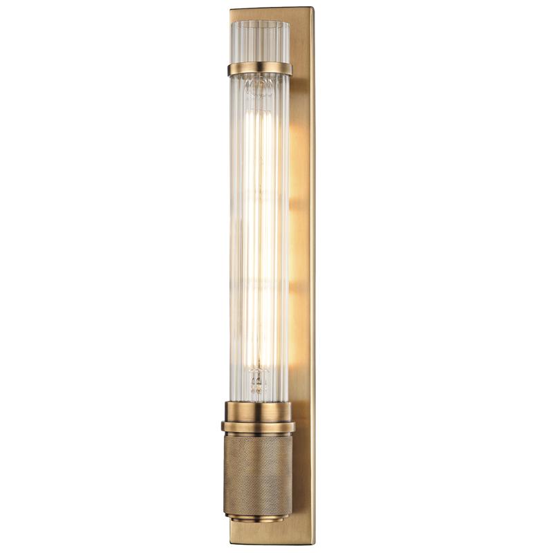 Hudson Valley Lighting Shaw Aged Brass 2.5W x 2.5L x 15.5H Wall Sconce