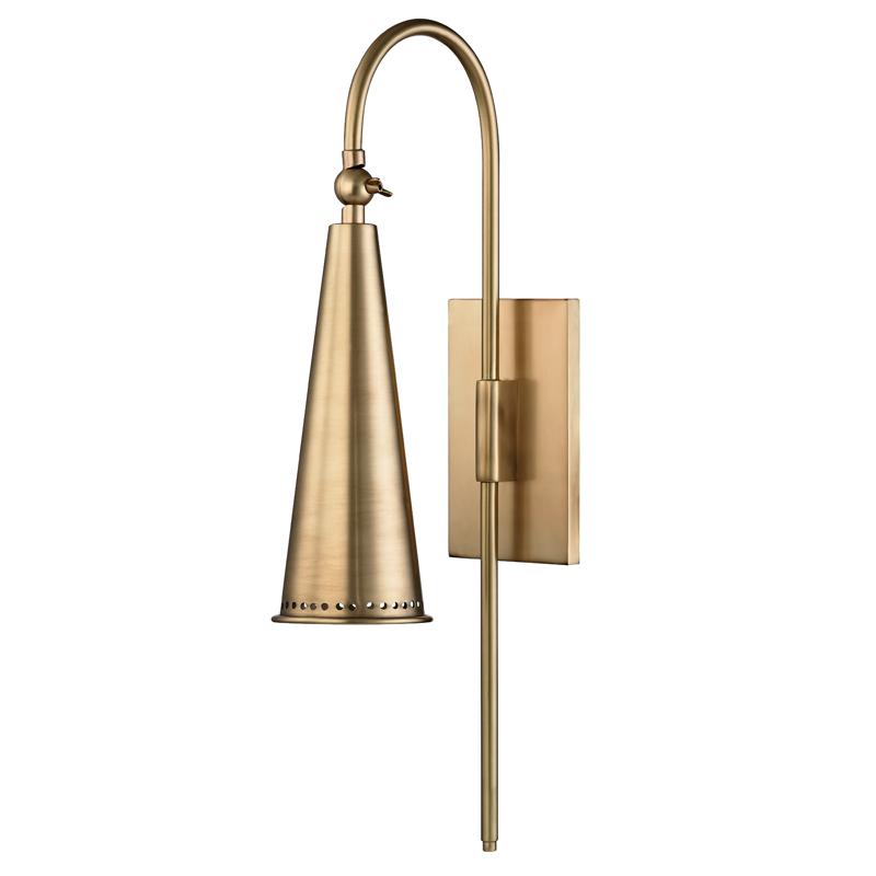 Hudson Valley Lighting Alva Aged Brass 4.25W x 4.25L x 20.75H Wall Sconce