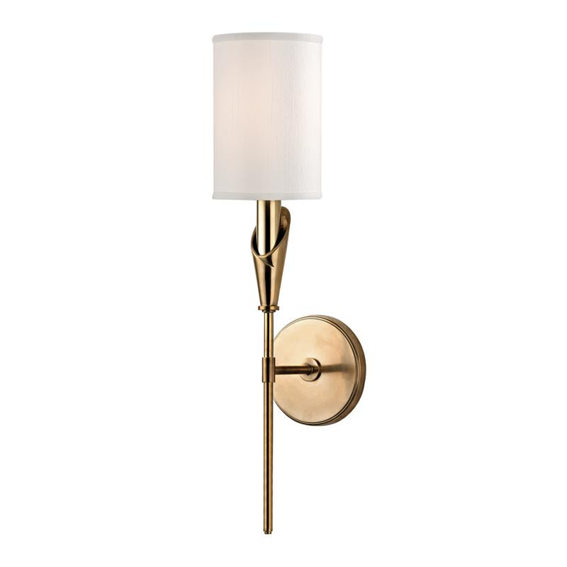 Hudson Valley Lighting Tate Aged Brass 4.75W x 4.75L x 19.75H Wall Sconce