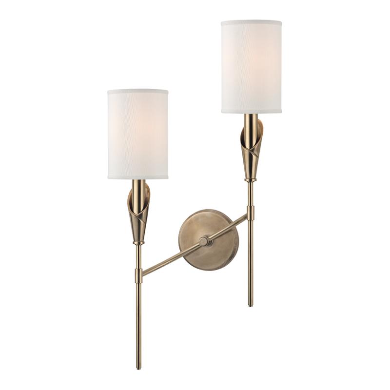 Hudson Valley Lighting Tate Aged Brass 13W x 13L x 25.5H Wall Sconce