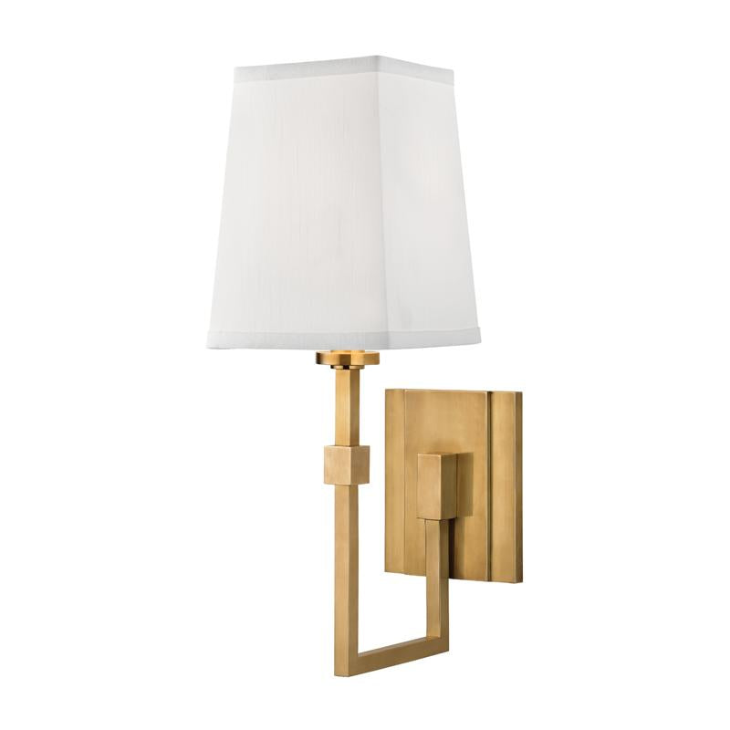 Hudson Valley Lighting Fletcher Aged Brass 5.25W x 5.25L x 15.25H Wall Sconce