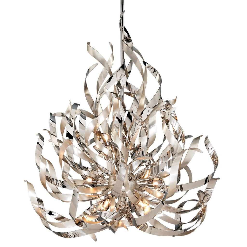 Corbett Lighting Graffiti SILVER LEAF POLISHED STAINLESS 44W x 44L x 48H Chandelier