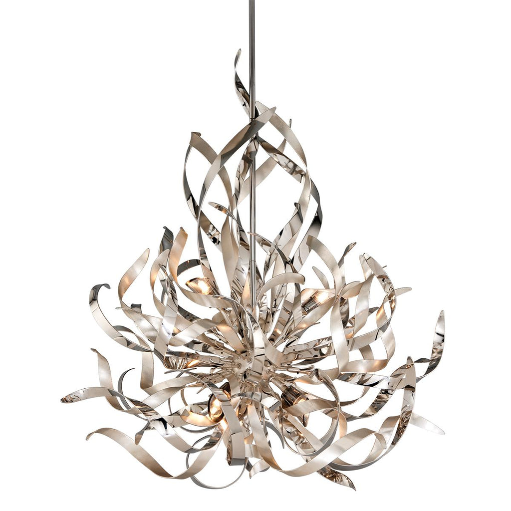 Corbett Lighting Graffiti SILVER LEAF POLISHED STAINLESS 26W x 26L x 35H Chandelier