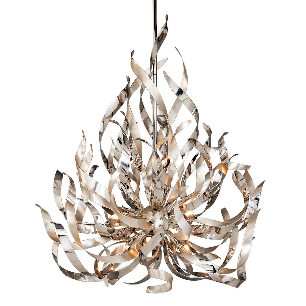 Corbett Lighting Graffiti SILVER LEAF POLISHED STAINLESS 34W x 34L x 41H Chandelier