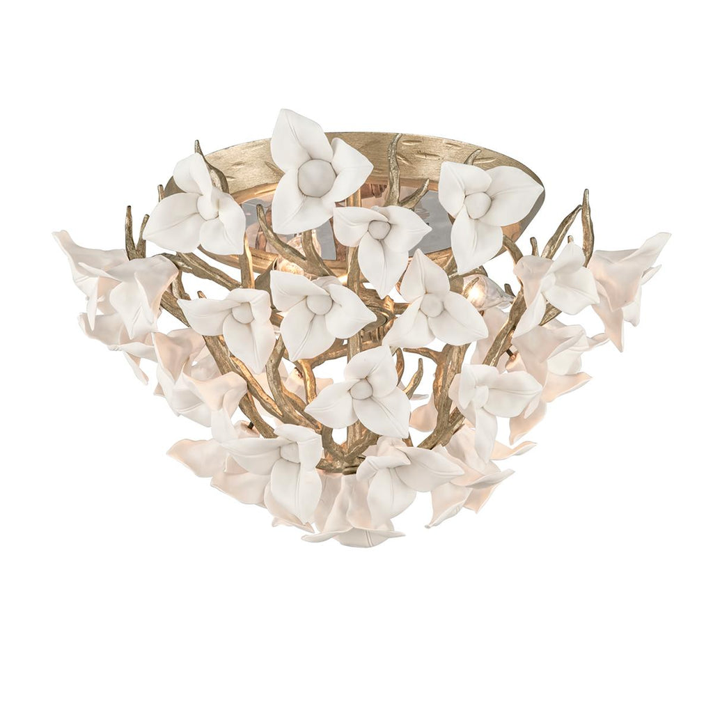 Corbett Lighting Lily ENCHANTED SILVER LEAF 18.25W x 18.25L x 12.5H Flush Mount