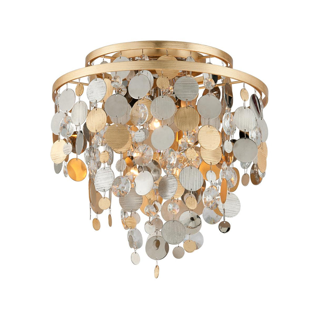 Corbett Lighting Ambrosia SILVER & GOLD LEAF & STAINLESS 18W x 18L x 16.5H Flush Mount