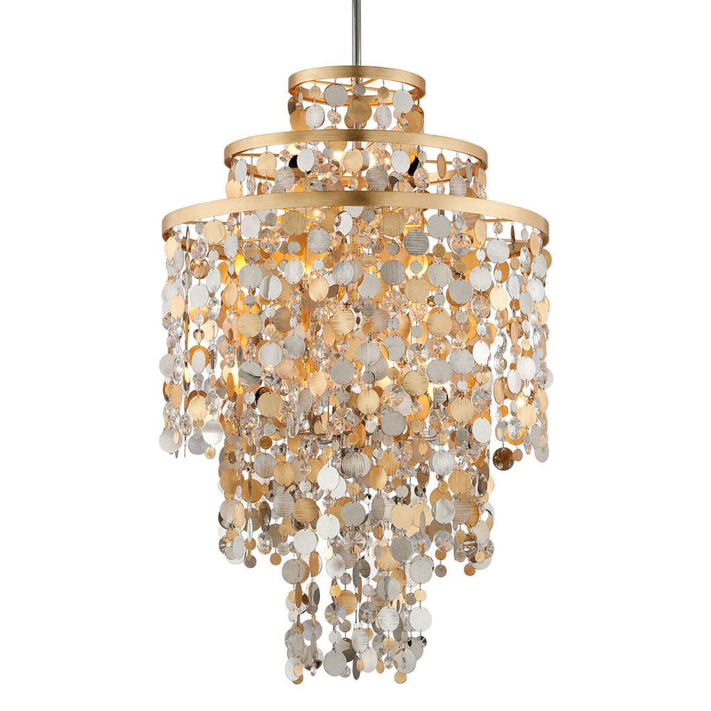 Corbett Lighting Ambrosia GOLD SILVER LEAF & STAINLESS 32W x 32L x 50.25H Chandelier