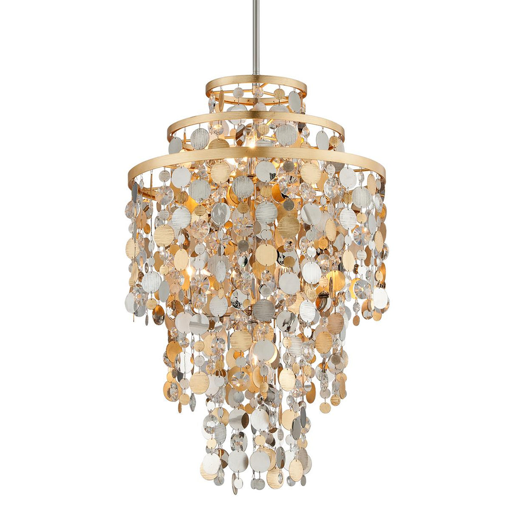 Corbett Lighting Ambrosia GOLD SILVER LEAF & STAINLESS 24W x 24L x 37.5H Chandelier