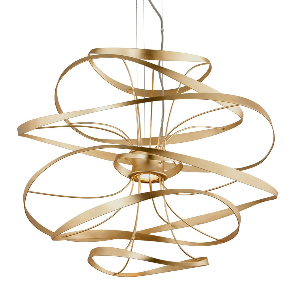 Corbett Lighting Calligraphy GOLD LEAF W POLISHED STAINLESS 34W x 34L x 31.25H Chandelier