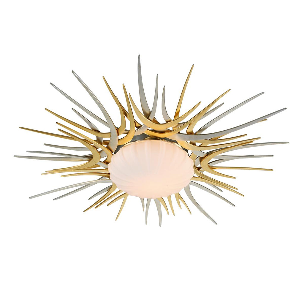 Corbett Lighting Helios GOLD AND SILVER LEAF 38W x 38L x 6.25H Flush Mount