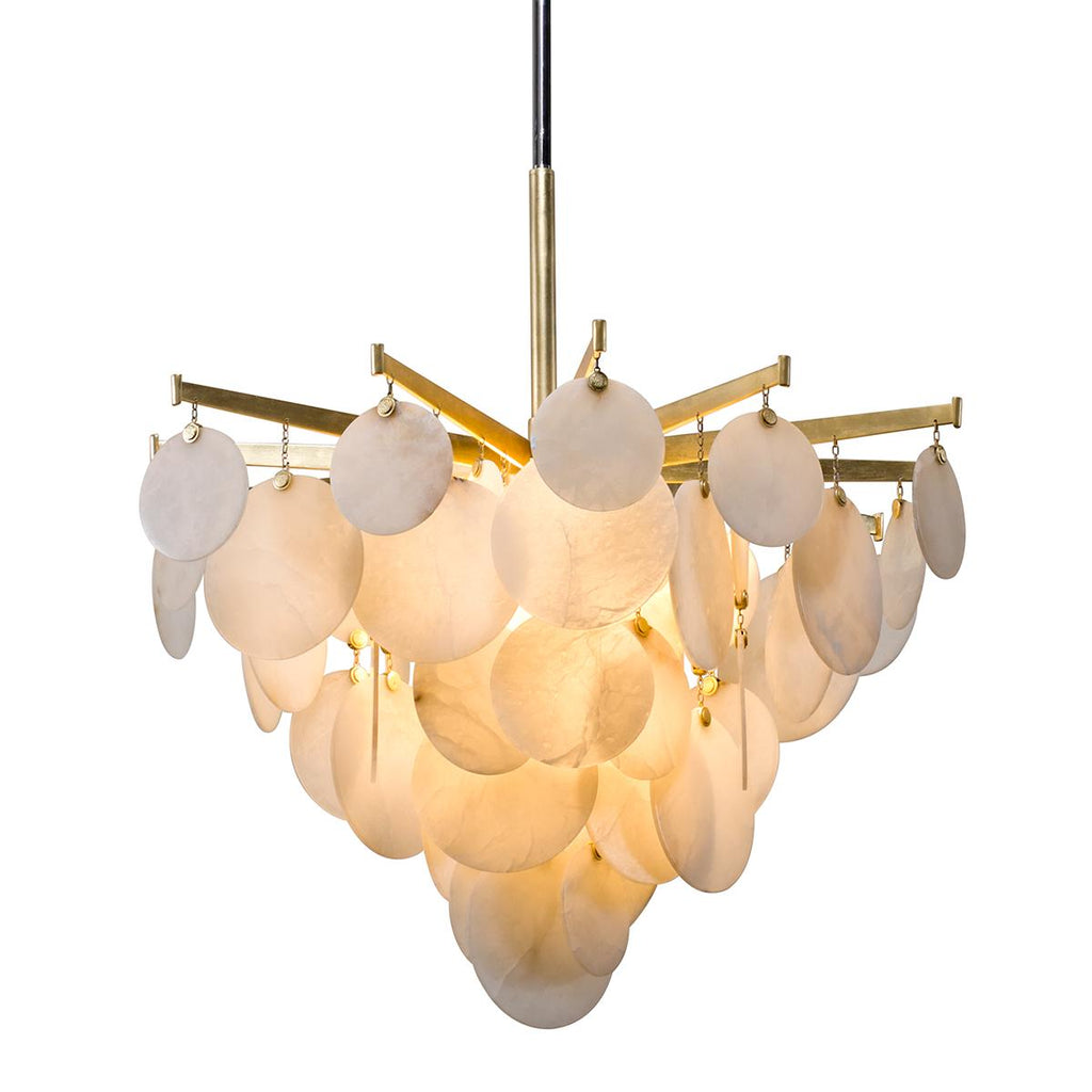 Corbett Lighting Serenity GOLD LEAF W POLISHED STAINLESS 34W x 34L x 22.5H Chandelier