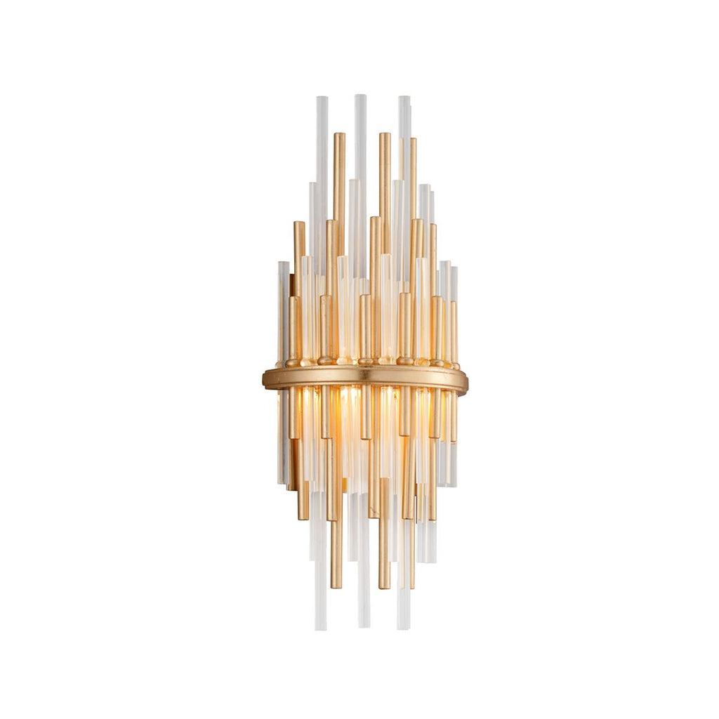 Corbett Lighting Theory GOLD LEAF W POLISHED STAINLESS 7W x 7L x 17H Wall Sconce