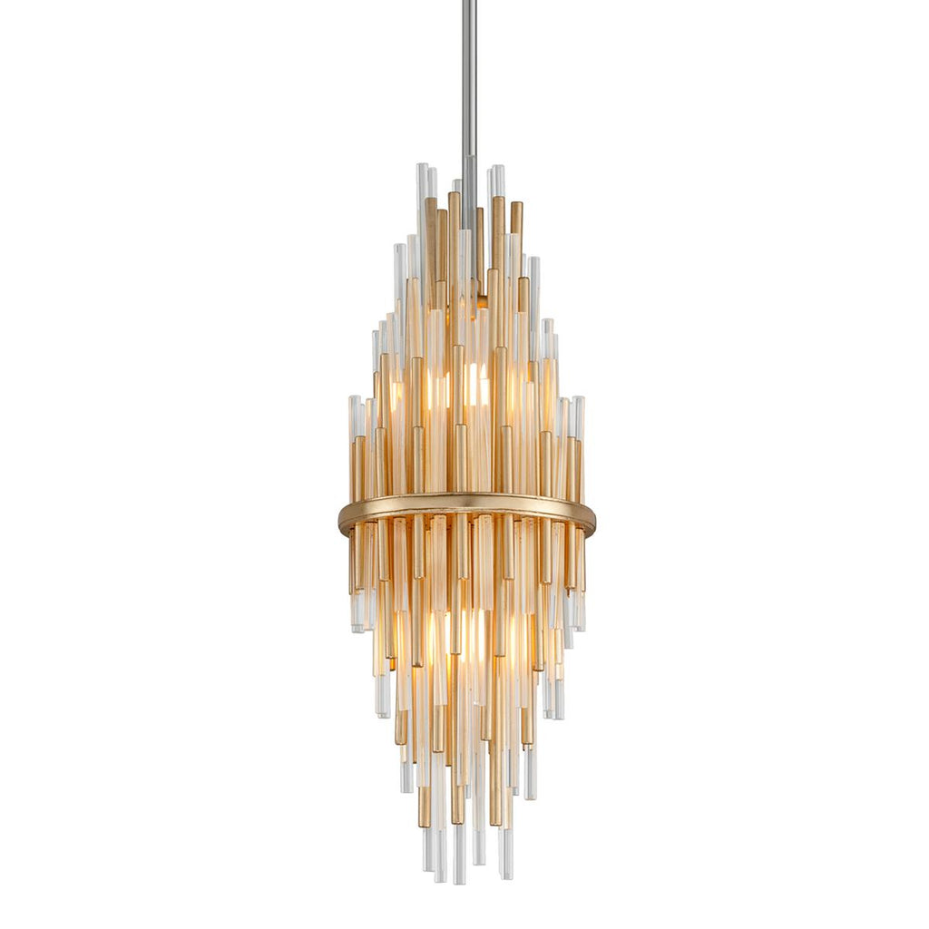 Corbett Lighting Theory GOLD LEAF W POLISHED STAINLESS 5.5W x 5.5L x 22H Pendant