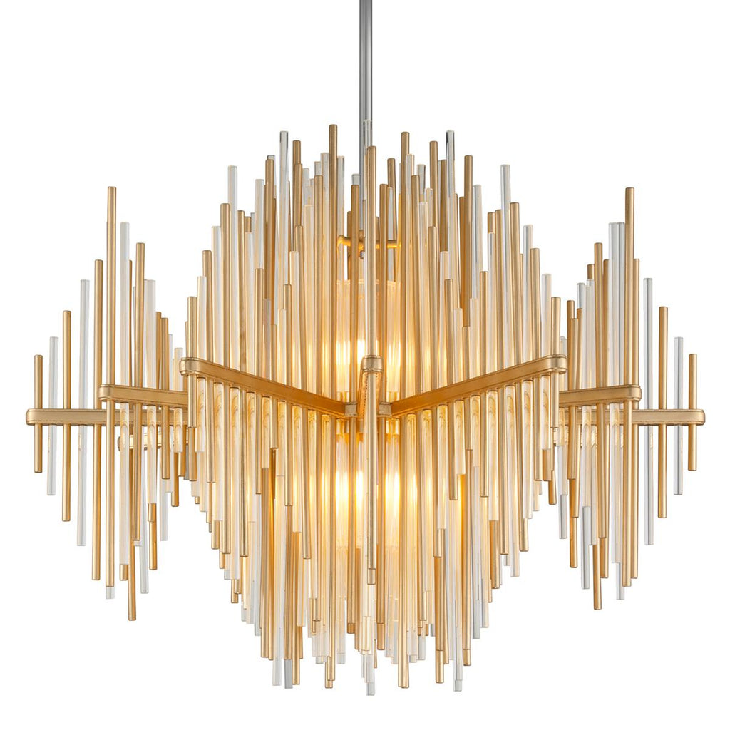 Corbett Lighting Theory GOLD LEAF W POLISHED STAINLESS 40W x 40L x 32.75H Chandelier