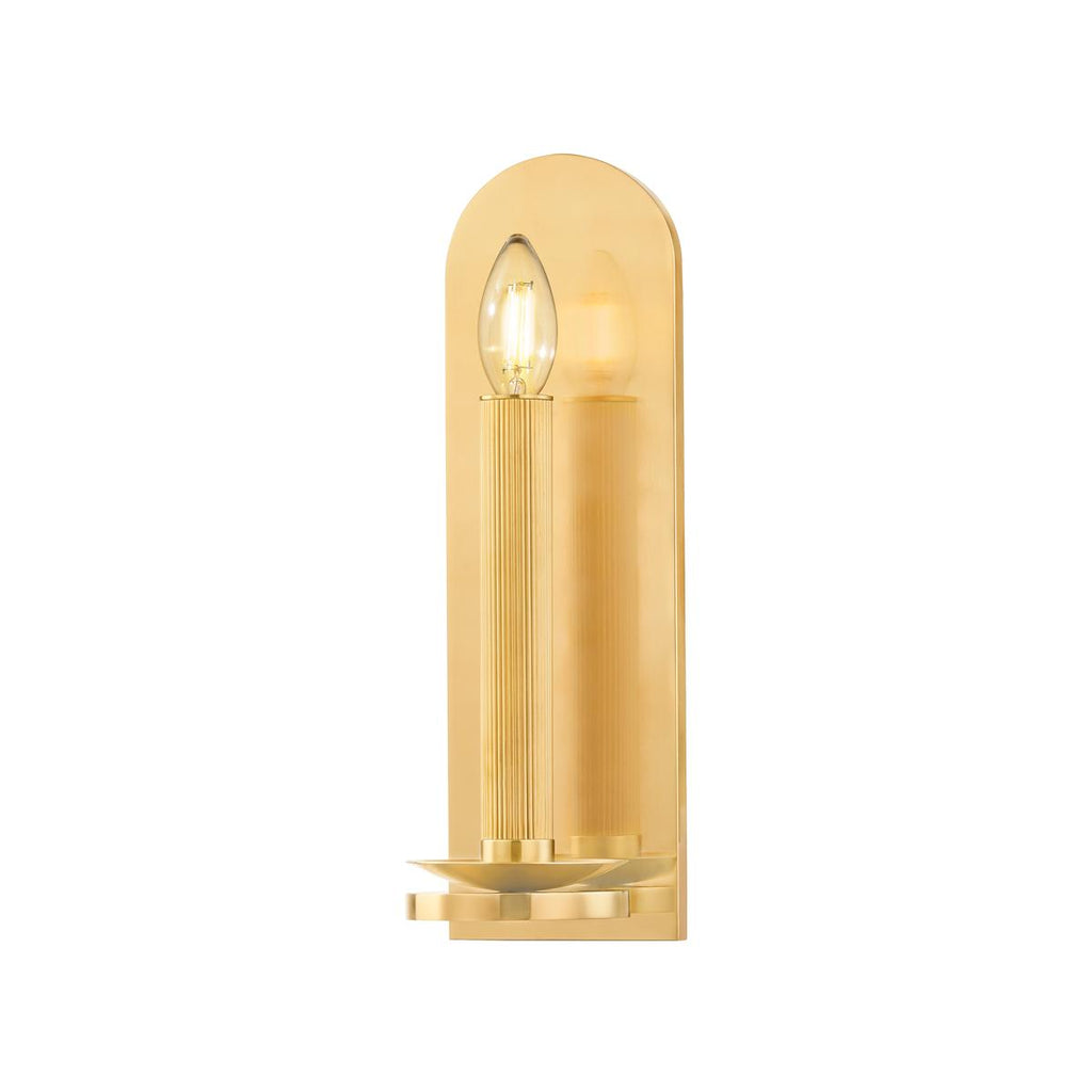 Hudson Valley Lighting LINDENHURST Aged Brass 4.25W x 4.25L x 14H Wall Sconce